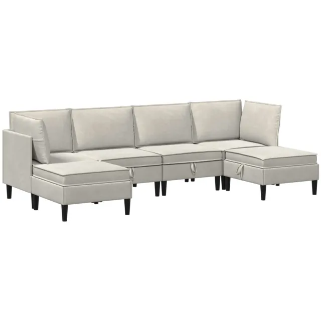 vidaXL Woonkamer - Meubelset - 6 - st - 280 - x - 140 - x - 82 - cm - Crèmekleurig - Fluweel