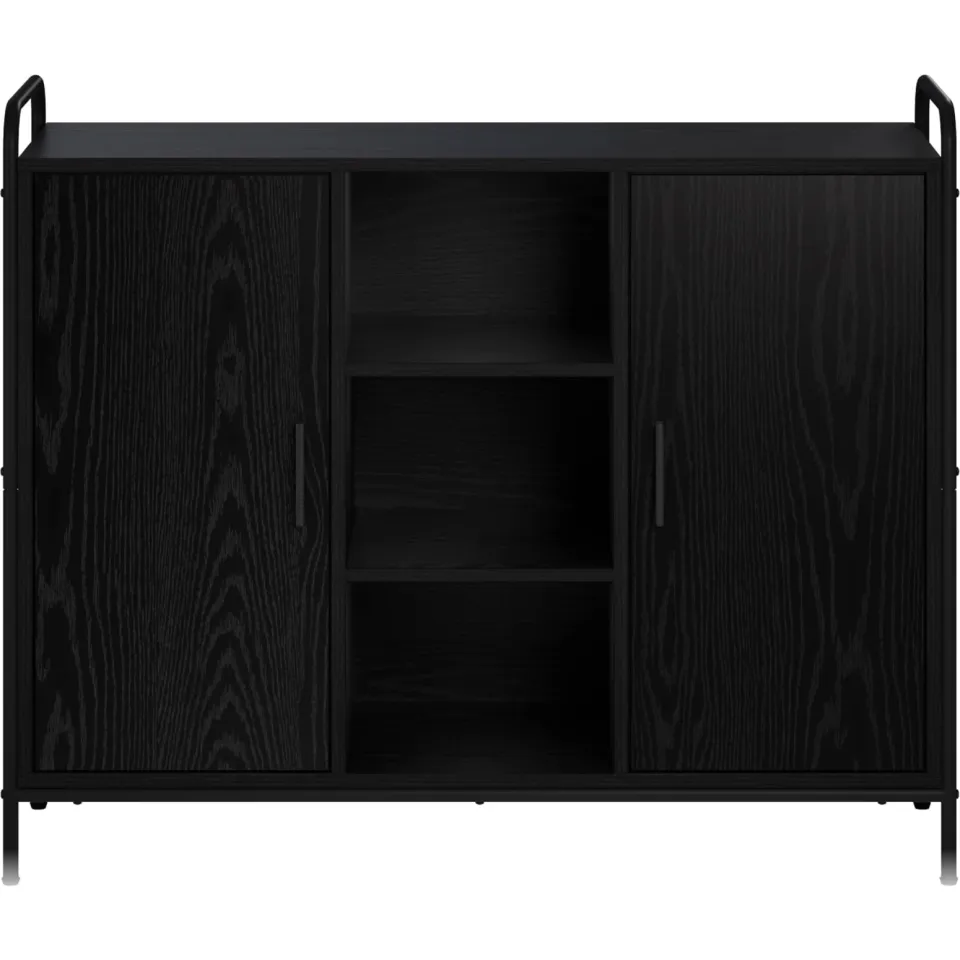 vidaXL Dressoir Zwart eiken 97 x 33 x 81 cm Bewerkt hout, foto 4