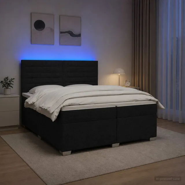vidaXL Boxspringbed met matras met hoofdeinde Zwart 200 x 200 cm Stof
