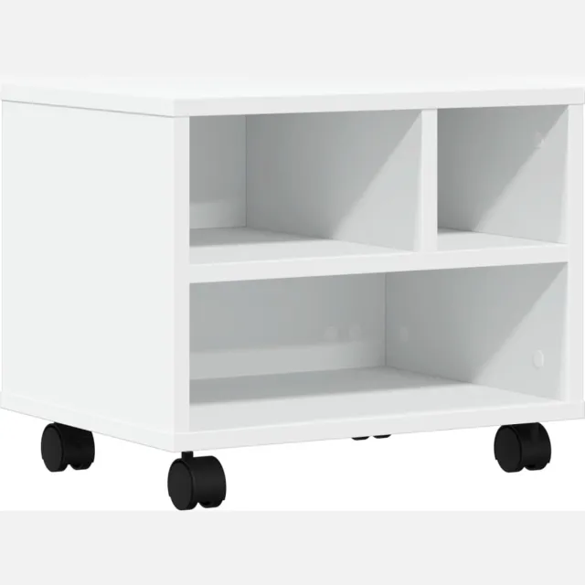 vidaXL Printerkastje - met - wielen - 41x32x34,5 - cm - wit