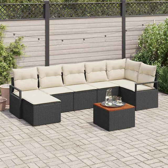 vidaXL Tuinbankenset 8 st Zwart poly rattan, foto 2