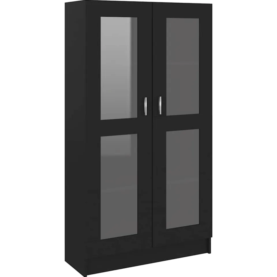 vidaXL Vitrinekast 82,5x30,5x150 cm bewerkt hout zwart, foto 3
