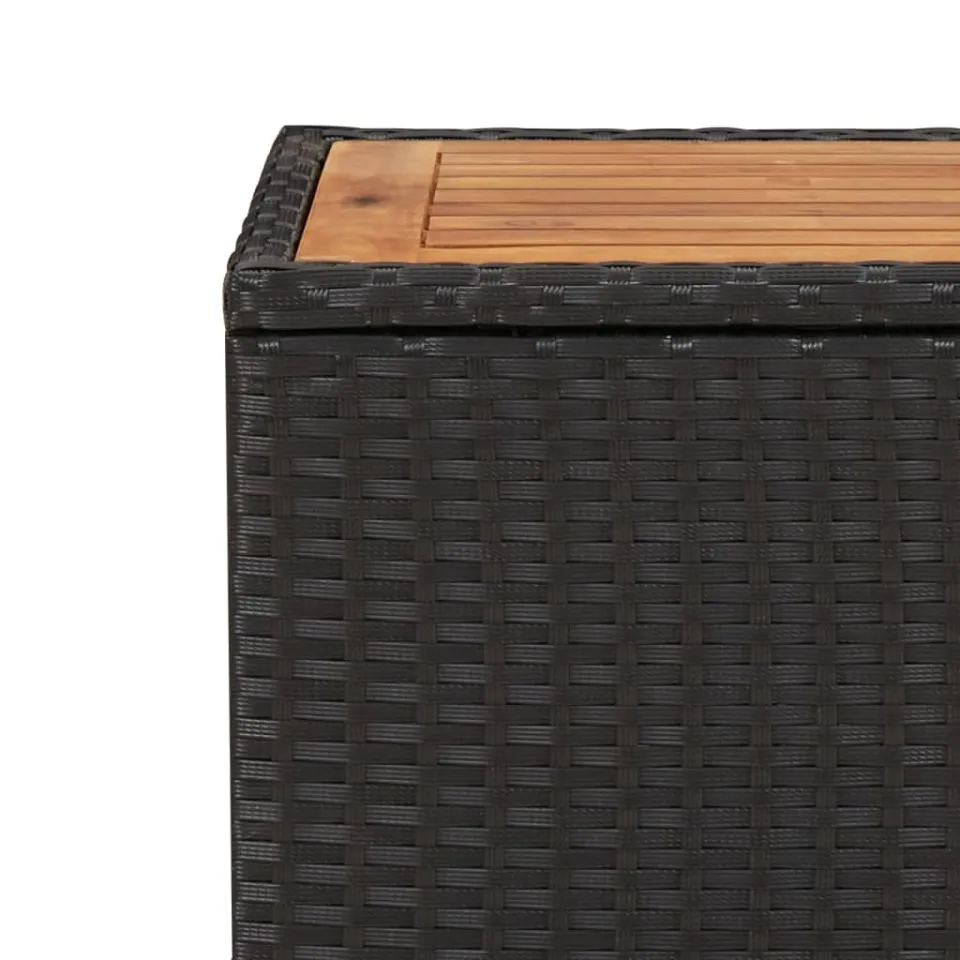 vidaXL Salontafel met houten blad poly ratten en acaciahout zwart, foto 4