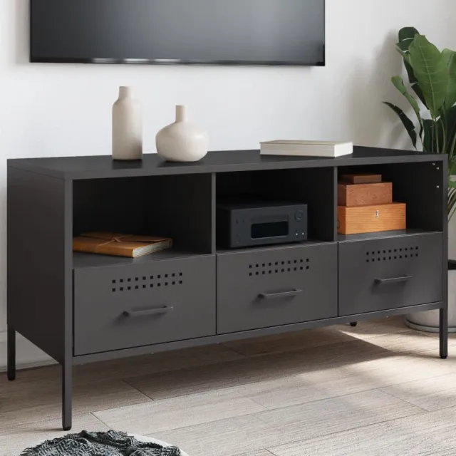 vidaXL Tv-meubel 100,5x39x50,5 cm staal zwart, foto 2