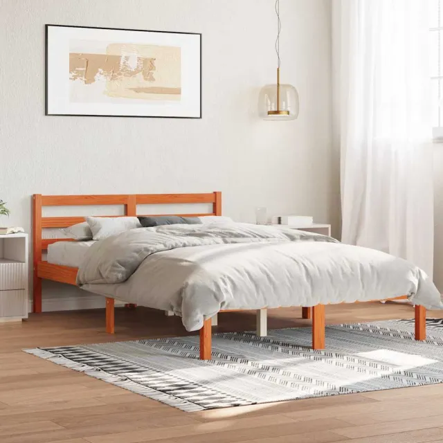 vidaXL Bedframe zonder matras massief grenenhout wasbruin 150x200 cm bruin