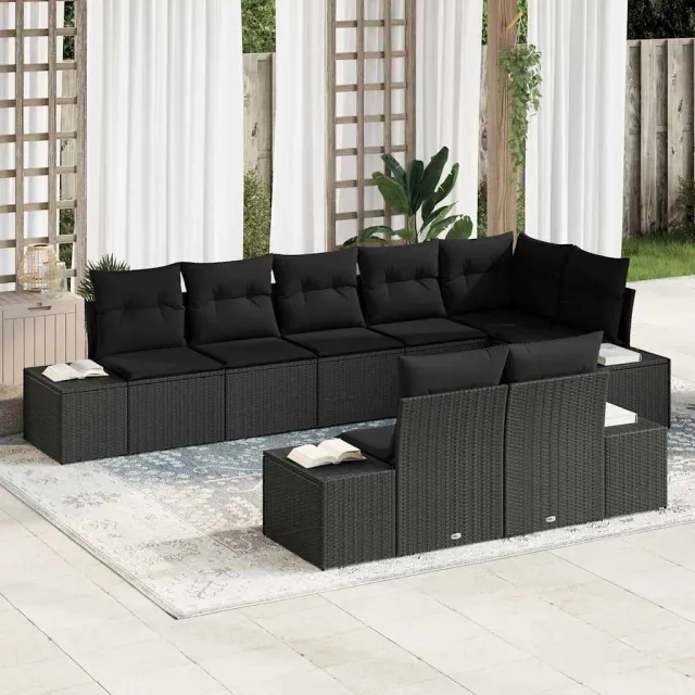 vidaXL Tuin Sofa Set 8 st Zwart poly rattan