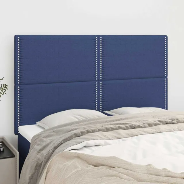 vidaXL Hoofdbord blauw 144x5x118/128 cm stof