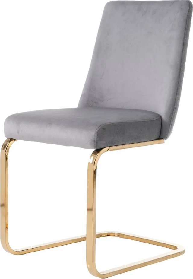 Merax set van 2 fluwelen stoelen - Luxe loungestoelen met diamantvormig rugdesign en gouden metalen poten - Grijs