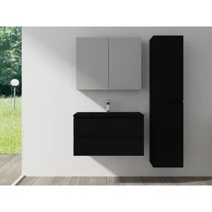 AquaVive - Praxis Eigen Merk Aquavive Wastafelonderkast Napoli 90cm - Zwart Mat - Met 2 Lades, foto 3