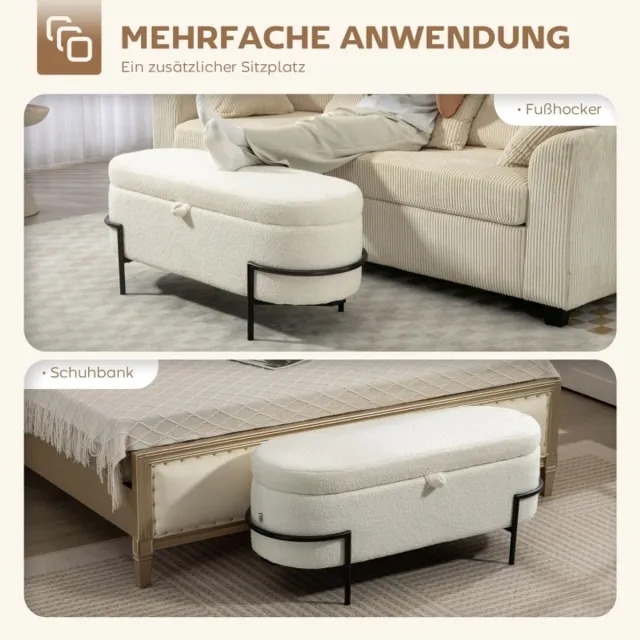 YYchan poef - wit - 114,5 x 40 x 48 cm - met opbergruimte