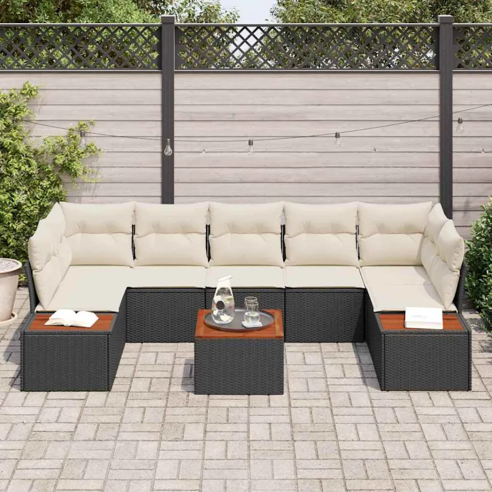 vidaXL Tuin Sofa Set 8 st Zwart Poly riet, foto 3