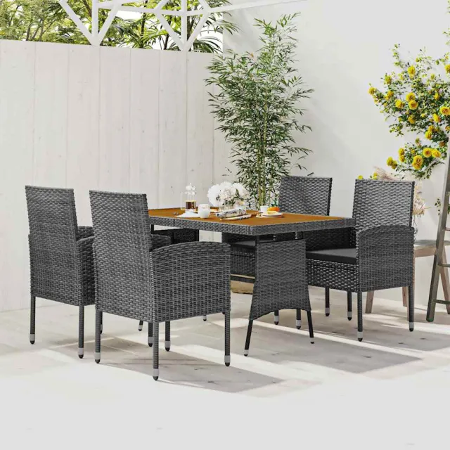 vidaXL 5-delige Tuinset poly rattan grijs, foto 2