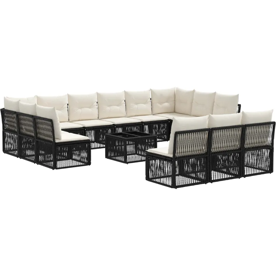 vidaXL Tuinbankenset 14 st Zwart poly rattan