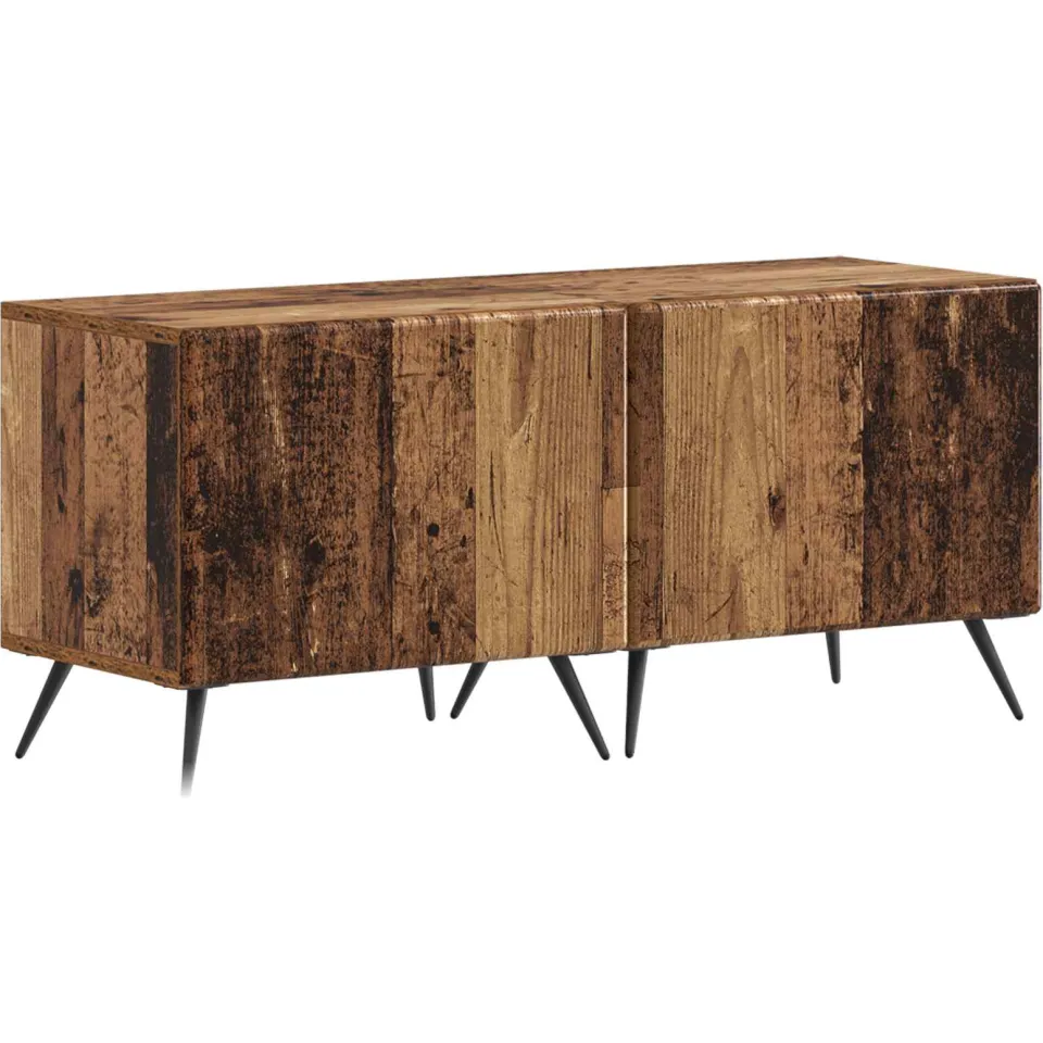 vidaXL LED tv-meubel BREDA 3 st Oud hout Bewerkt hout grijs, foto 4
