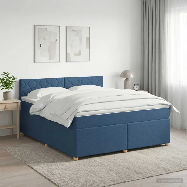 vidaXL Boxspringbed met matras met hoofdeinde Blauw 160 x 200 cm Stof