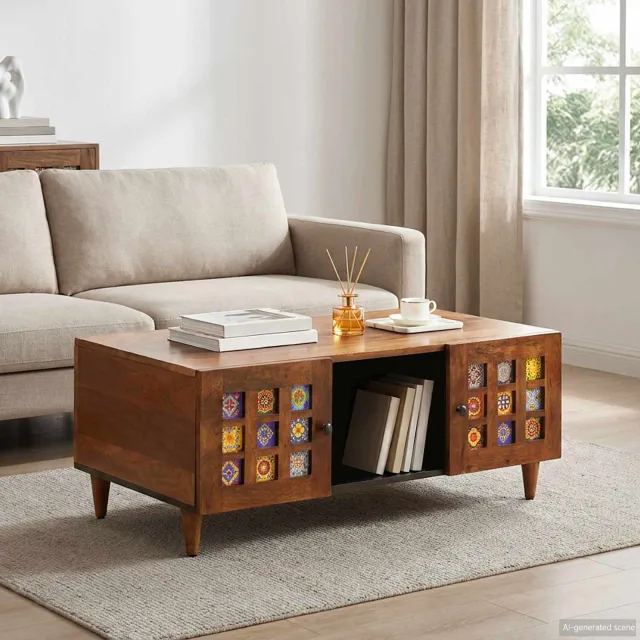 vidaXL Salontafel Bruin 100 x 54 x 40 cm Massief Mango Hout, foto 2