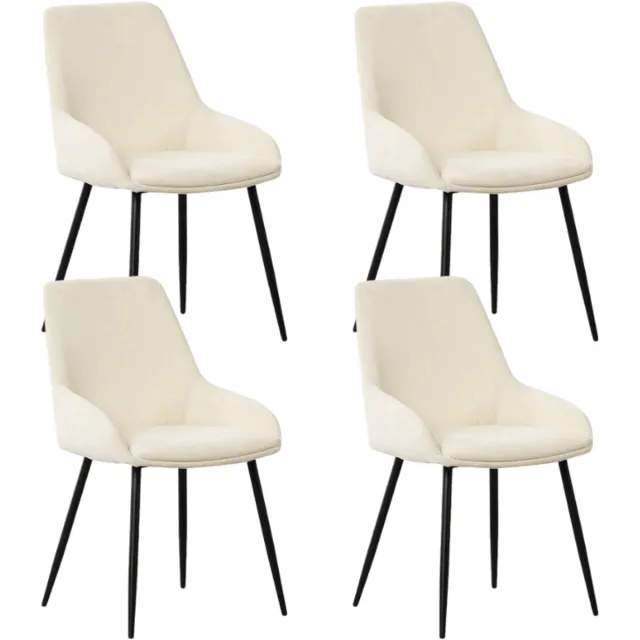 Dimehouse Set van 4 Eetkamerstoelen Elle crème - Stof - Industrieel Wit