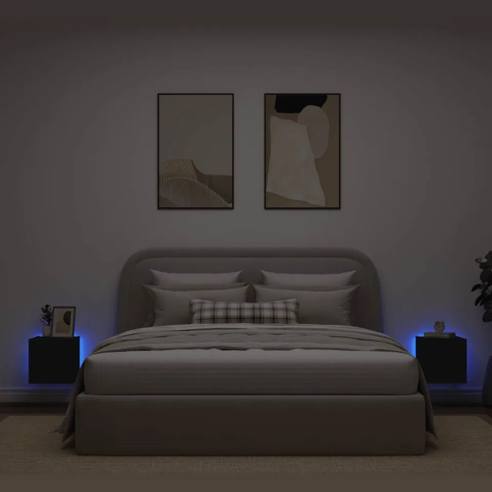 vidaXL Tv-wandmeubels met LED-verlichting 2 st 30,5x35x30 cm zwart, foto 3
