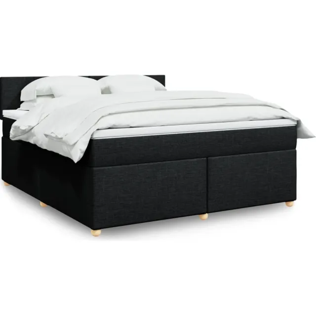vidaXL Boxspring met matras stof zwart 180x200 cm