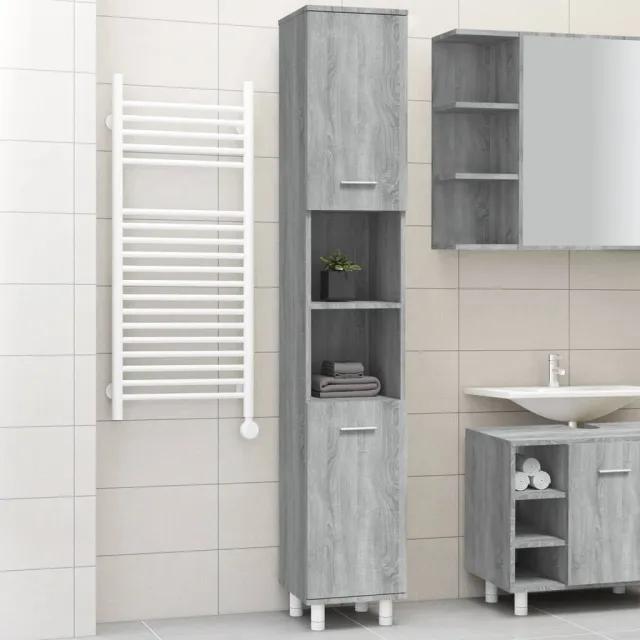 vidaXL Badkamerkast 30x30x179cm bewerkt hout grijs sonoma eikenkleurig, foto 2