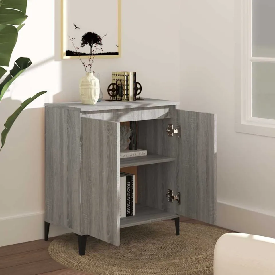 vidaXL Dressoir 60x35x70 cm bewerkt hout grijs sonoma eikenkleurig, foto 3