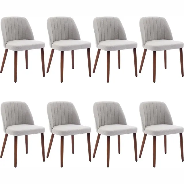 Niamora Eetkamerstoelen set van 6 - Stoelen set van 6 - Eetkamerstoelen - Gestoffeerd - Grijs - Comfortabel - Massief houten poten. grijz