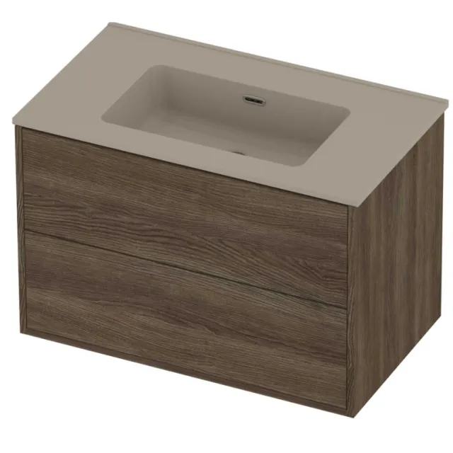 Proline Tribute Badmeubelset Porselein Elegant 2 Laden 80x46x54 cm Mat Crème Cotton Vital Oak Eiken