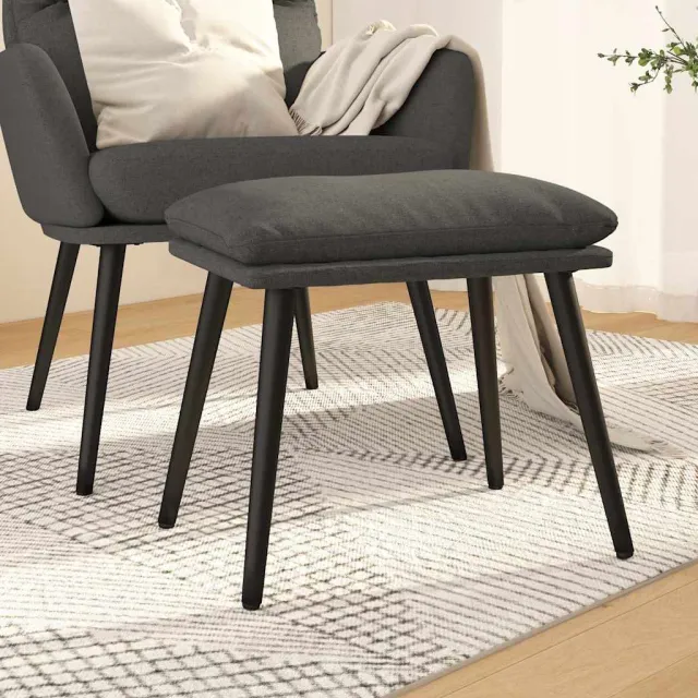 vidaXL Voetenbank 45x29,5x35 cm stof donkergrijs grijs, foto 2