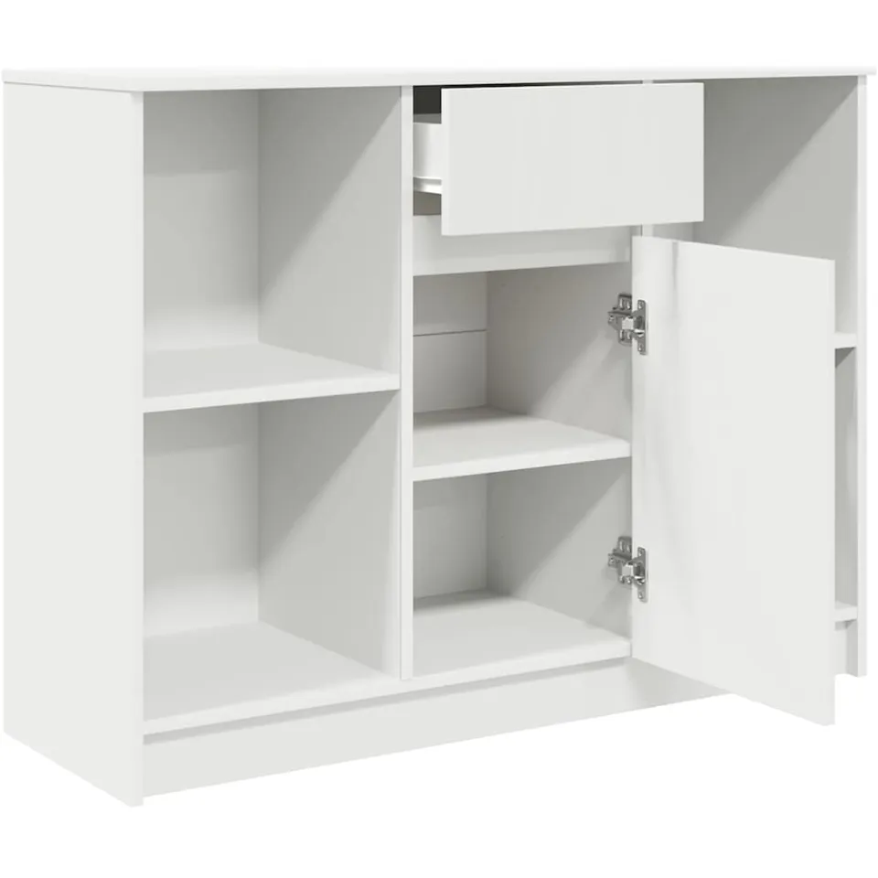 vidaXL Dressoir met lade 101x35x76 cm spaanplaat wit, foto 4