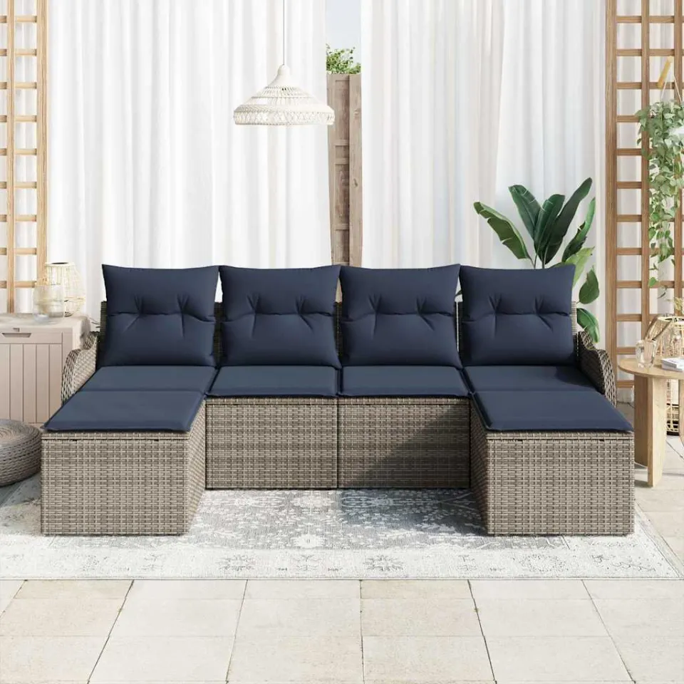 vidaXL Bankstel 6 st Grijs Polyester, foto 3