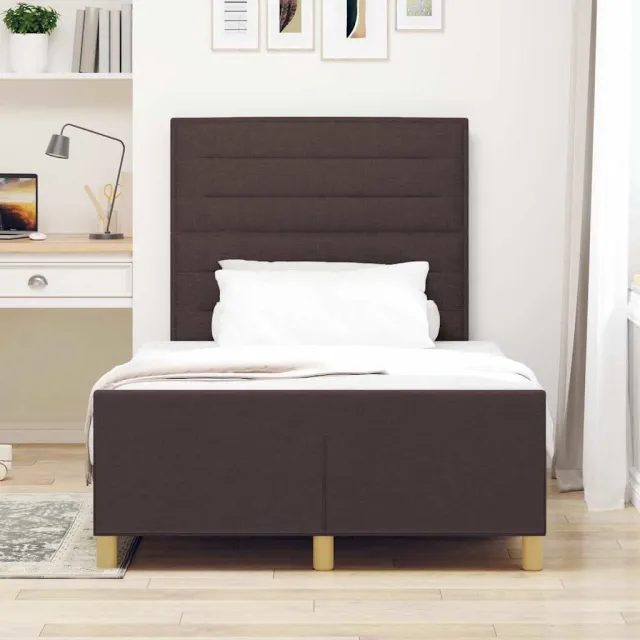 vidaXL Bedframe met hoofdeinde Donkerbruin 120 x 190 cm Stof