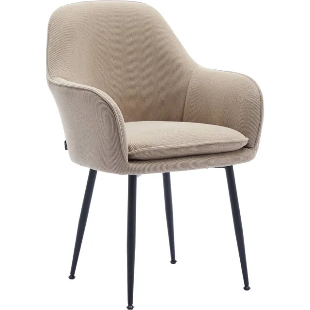 sweeek Corduroy fauteuil met matzwarte metalen poten, b 57 x d 59 x h 84,5 beige