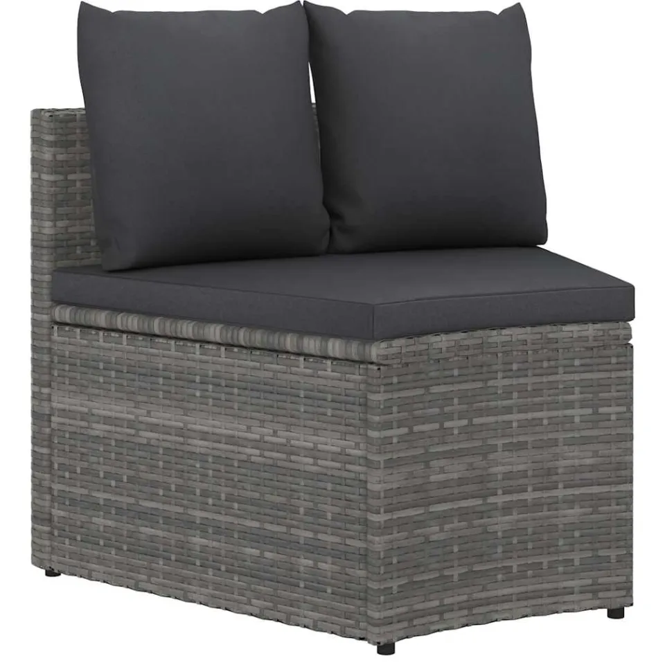 vidaXL 5-delige Loungeset met kussens poly rattan grijs, foto 4