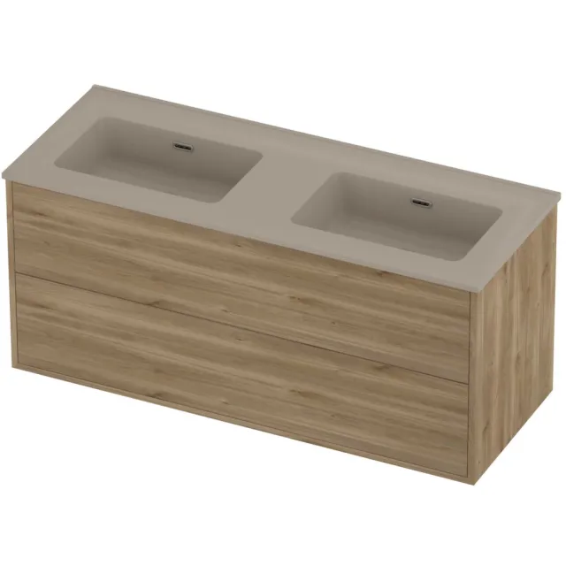 Proline Tribute Badmeubelset Porselein Elegant 120x46x54 cm Mat Crème Cotton Cider Oak Eiken