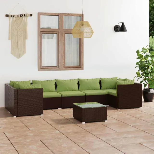 vidaXL 8-delige Loungeset met kussens poly rattan bruin, foto 2