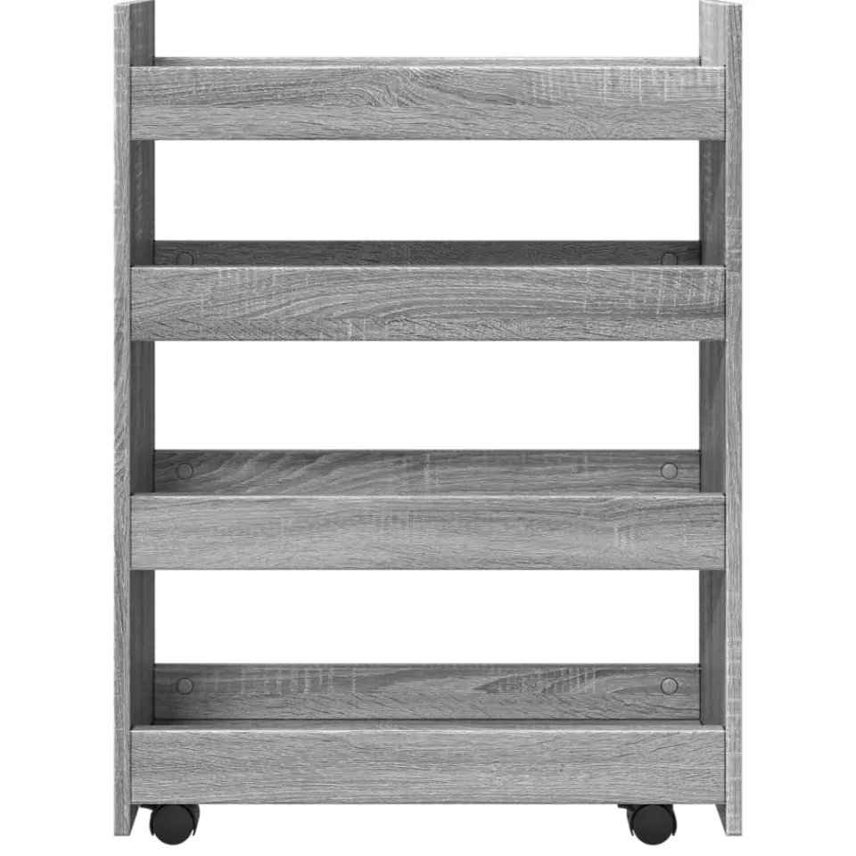 vidaXL Opbergtrolley smal 4-laags bewerkt hout grijs sonoma eiken, foto 4