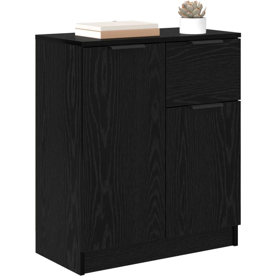 vidaXL Dressoir Zwart Eiken 60 x 30 x 70 cm Bewerkt hout
