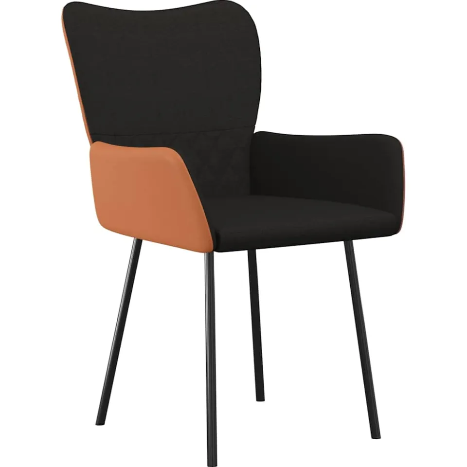 vidaXL Eetkamerstoelen 2 st stof en kunstleer zwart