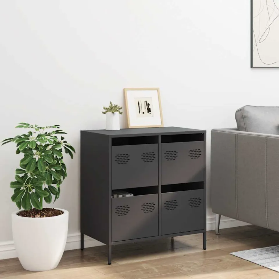 vidaXL Dressoir 68x39x73,5 cm koudgewalst staal zwart, foto 2