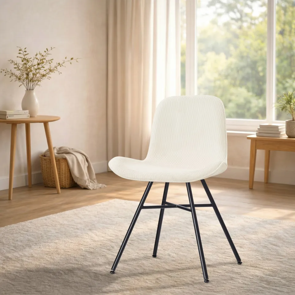 Nolon Noa-Fé eetkamerstoel rib beige - zwart onderstel, foto 2