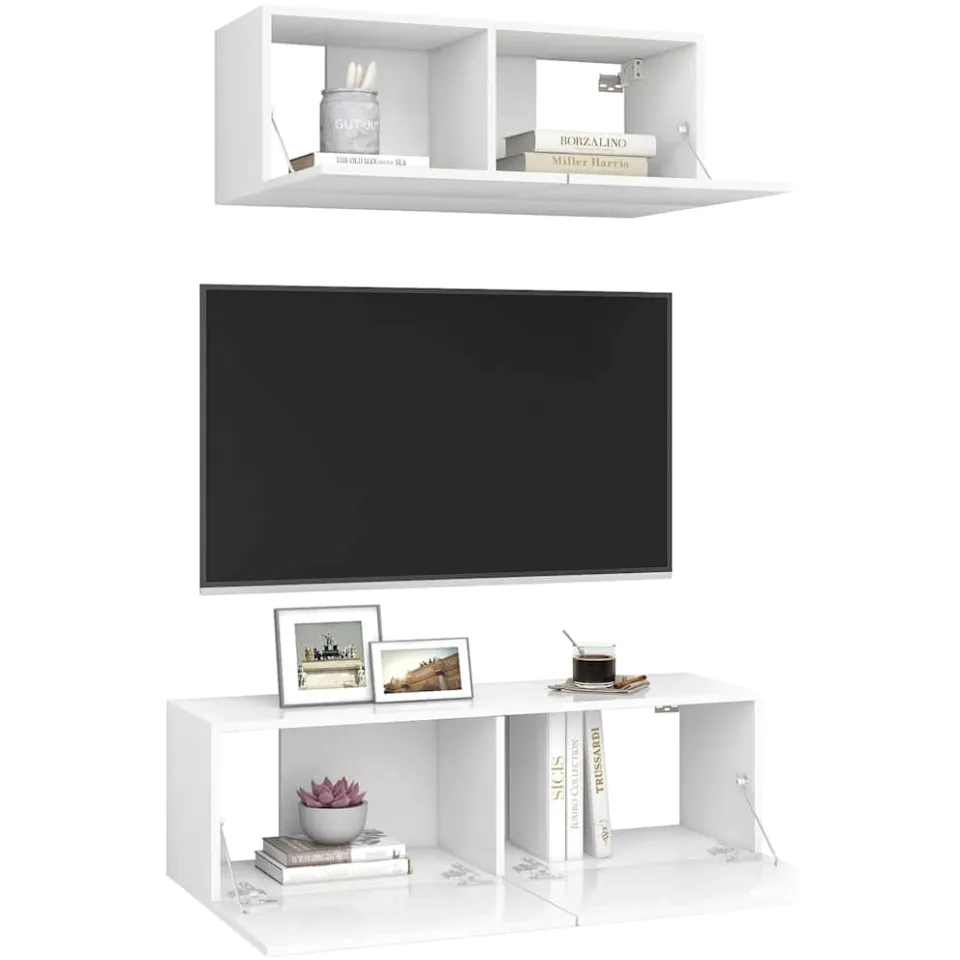 vidaXL 2-delige Tv-meubelset bewerkt hout wit, foto 3