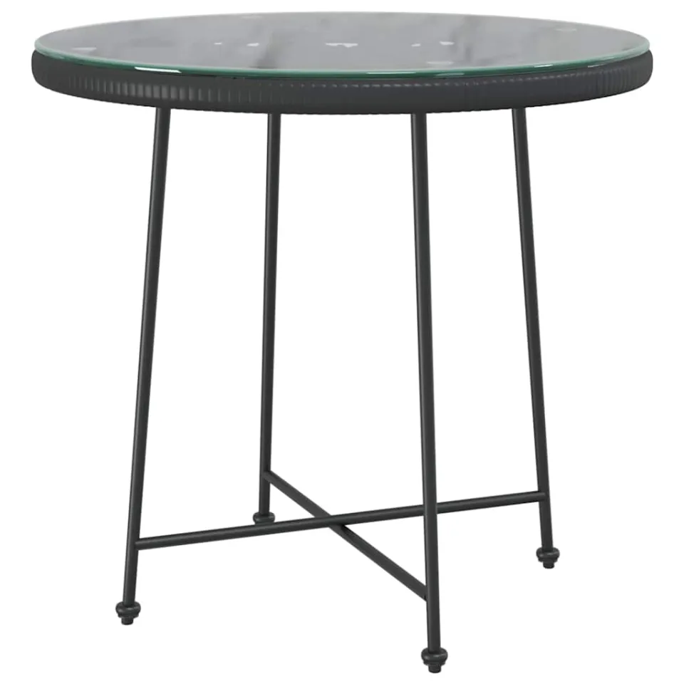 vidaXL Eettafel Ø80 cm gehard glas en staal zwart, foto 3