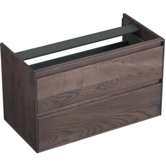 Forzalaqua Onderkast Forzalaqua Reno 100x51x60 Cm 2 Lades Softclose Eiken Charcoal Bruin
