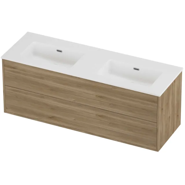 Proline Tribute Badmeubelset Porselein Elegant Dubbel 140x46x54 cm Mat White Cider Oak Eiken