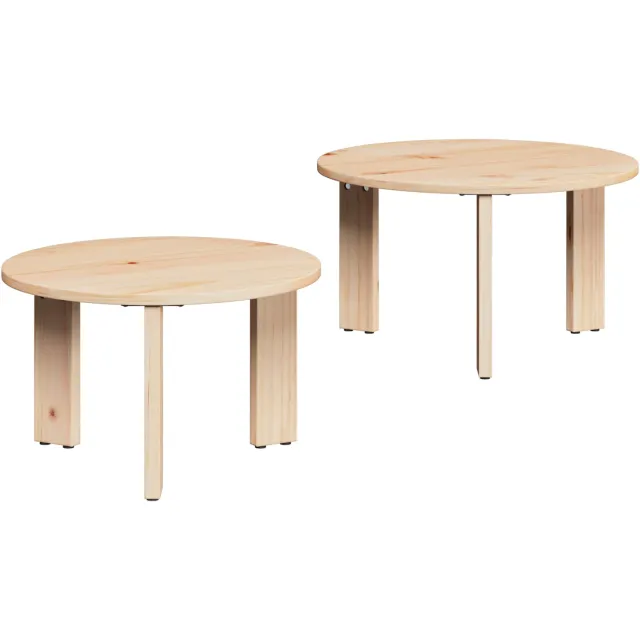 vidaXL Salontafel 2 st Naturel 47,5 x 47,5 x 27 cm Massief grenenhout Bruin