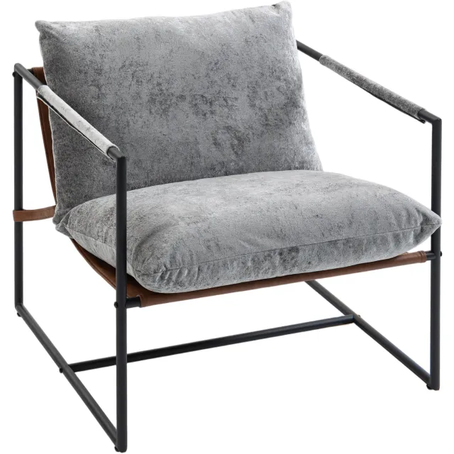 Lunpog Fauteuil stoel leunstoel relaxstoel gestoffeerd en rugleuning enkele stoel met metalen frame grijs