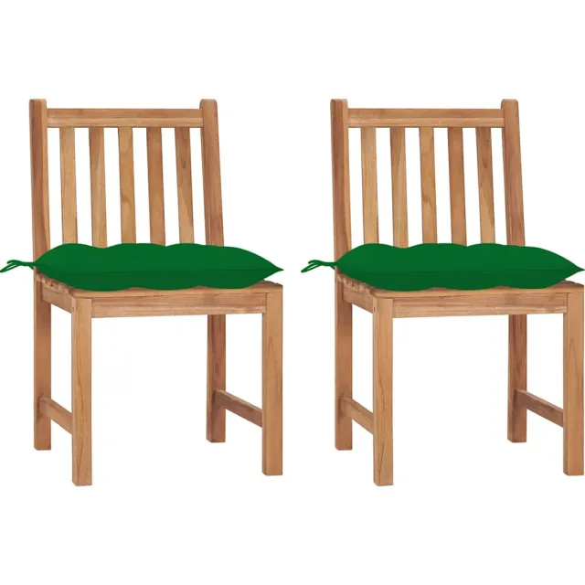 vidaXL Tuinstoelen 2 st met kussens massief teakhout Groen