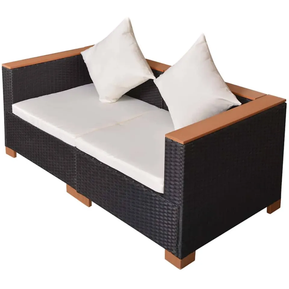 vidaXL Tuinbank poly rattan zwart, foto 4
