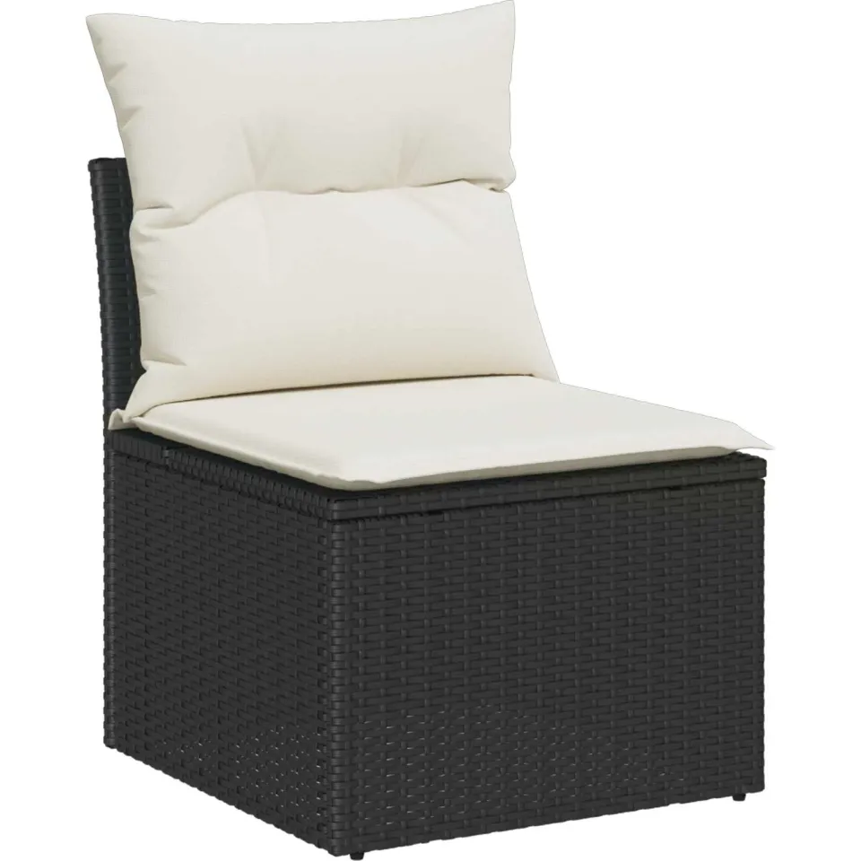 vidaXL Tuinbankenset 14 st Zwart poly rattan, foto 4