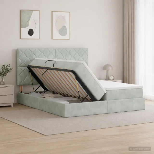 vidaXL Opslag bed met hoofdeinde Lichtgrijs 180 x 200 cm Fluweel